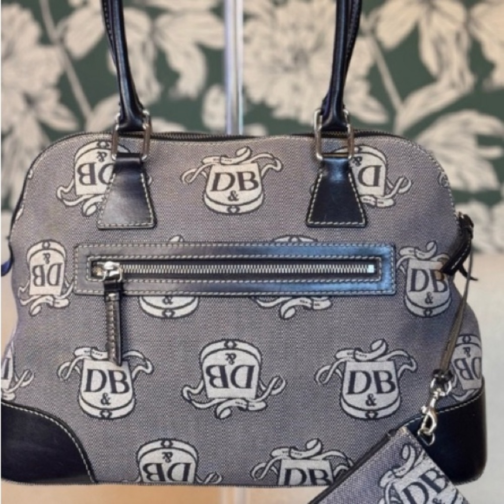 Dooney & Bourke Canvas Satchel Bag in Gray and Black